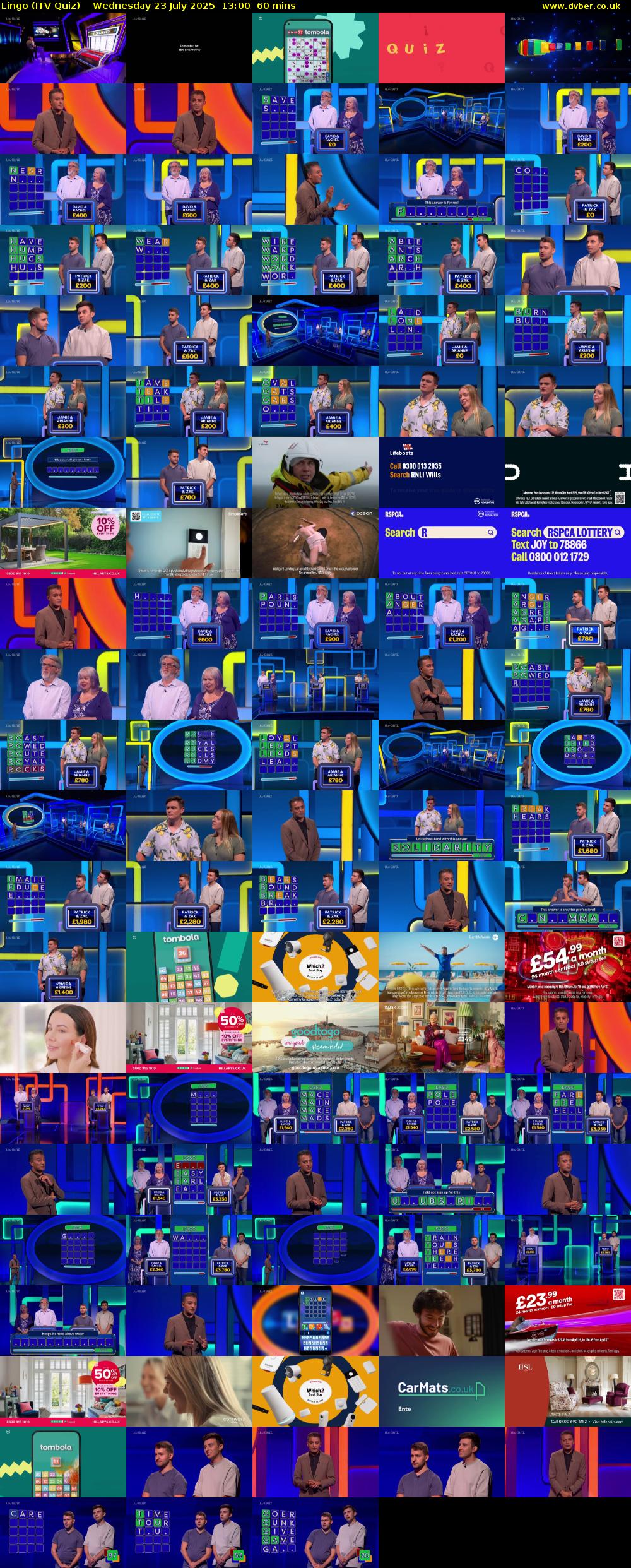 Lingo (ITV Quiz) Wednesday 23 July 2025 13:00 - 14:00