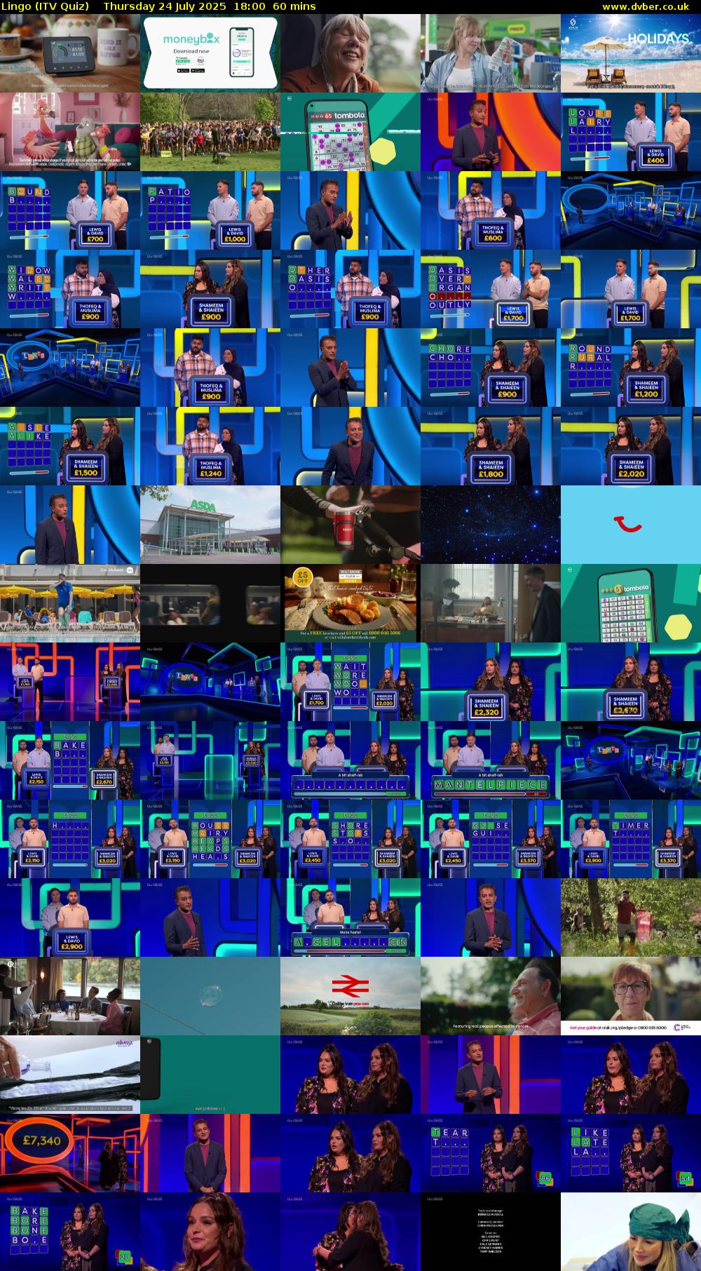 Lingo (ITV Quiz) Thursday 24 July 2025 18:00 - 19:00