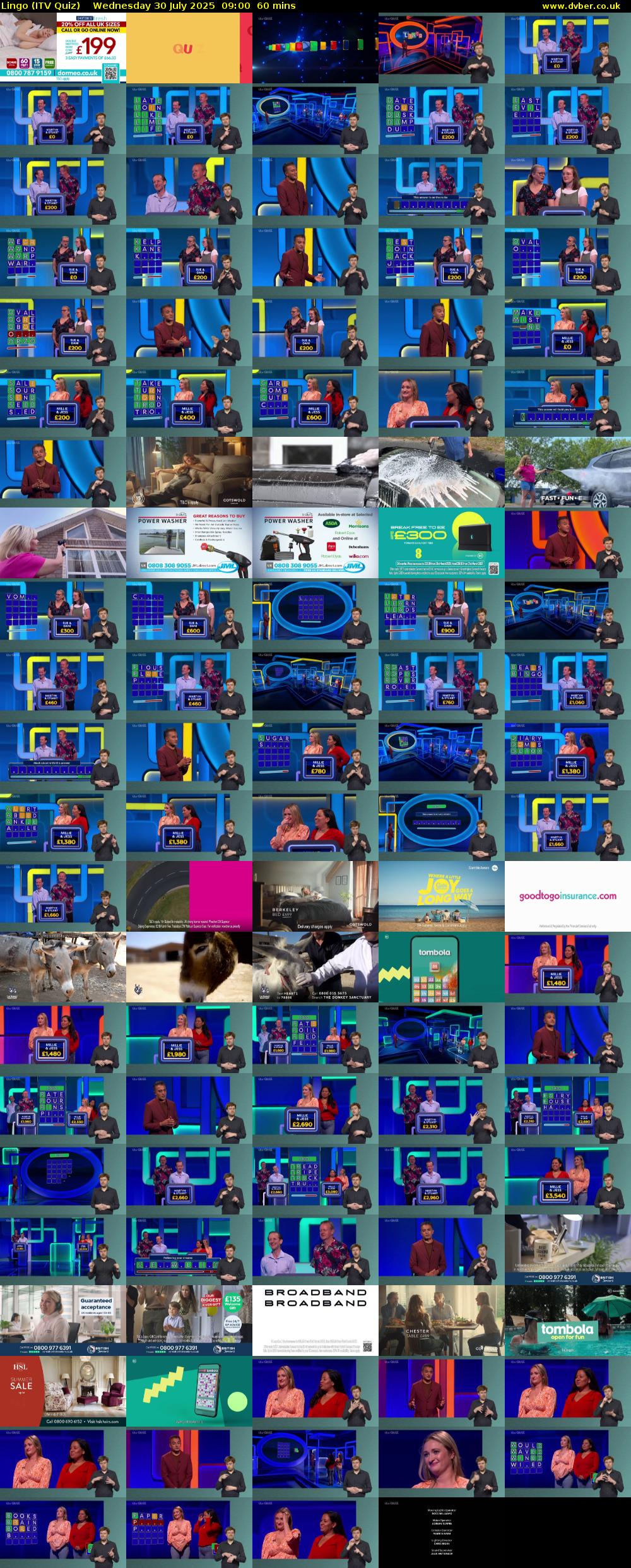 Lingo (ITV Quiz) Wednesday 30 July 2025 09:00 - 10:00