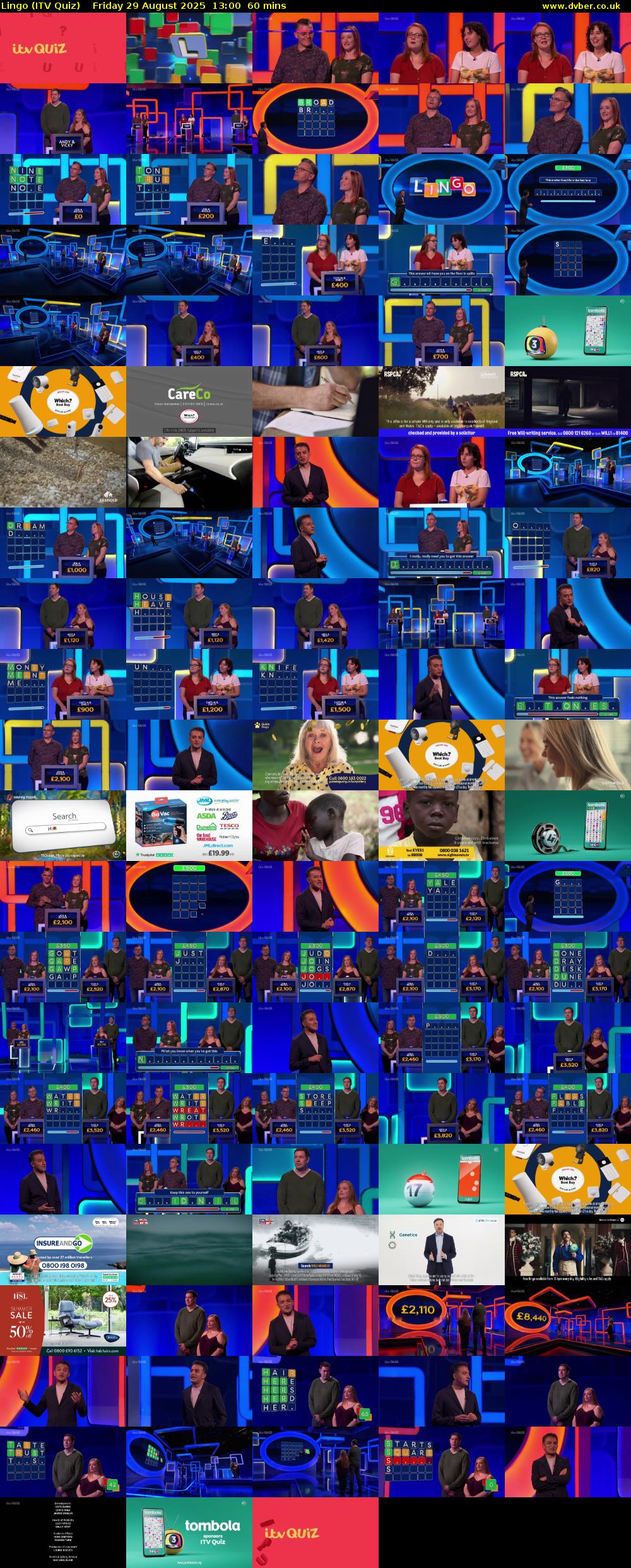 Lingo (ITV Quiz) Friday 29 August 2025 13:00 - 14:00