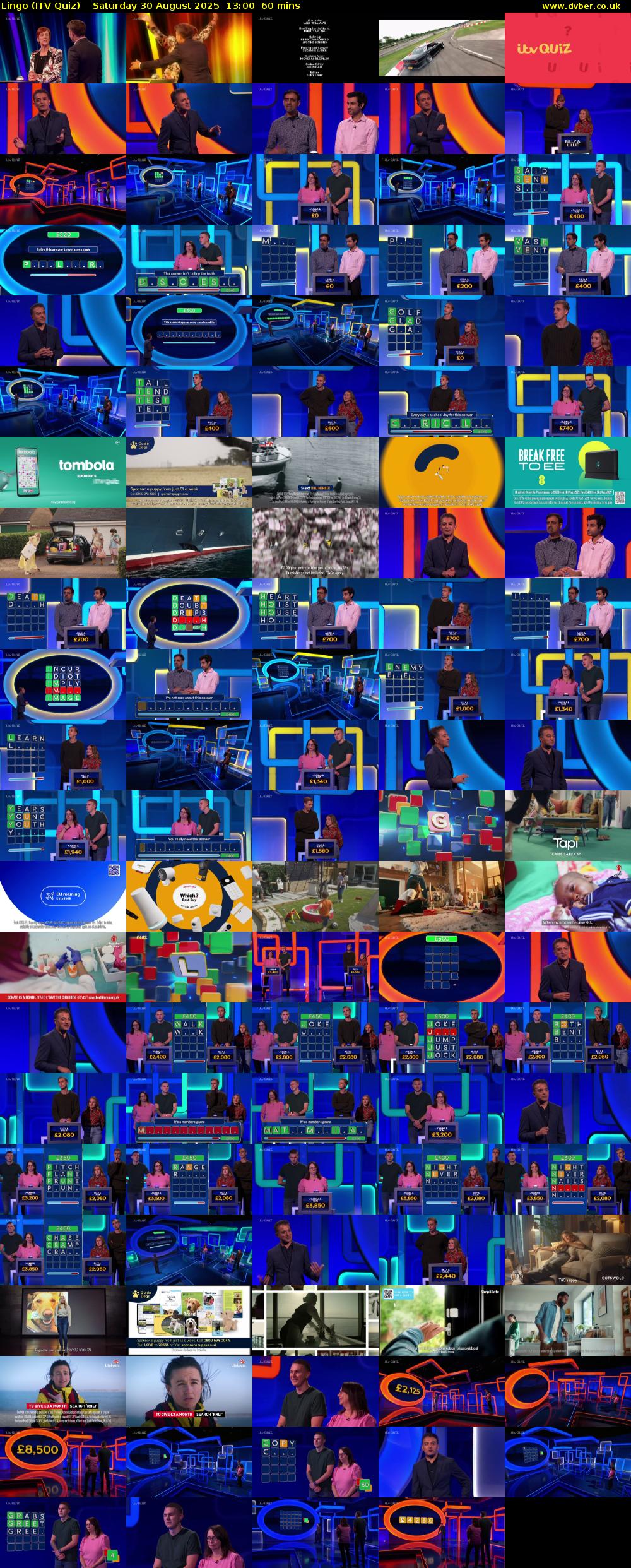 Lingo (ITV Quiz) Saturday 30 August 2025 13:00 - 14:00