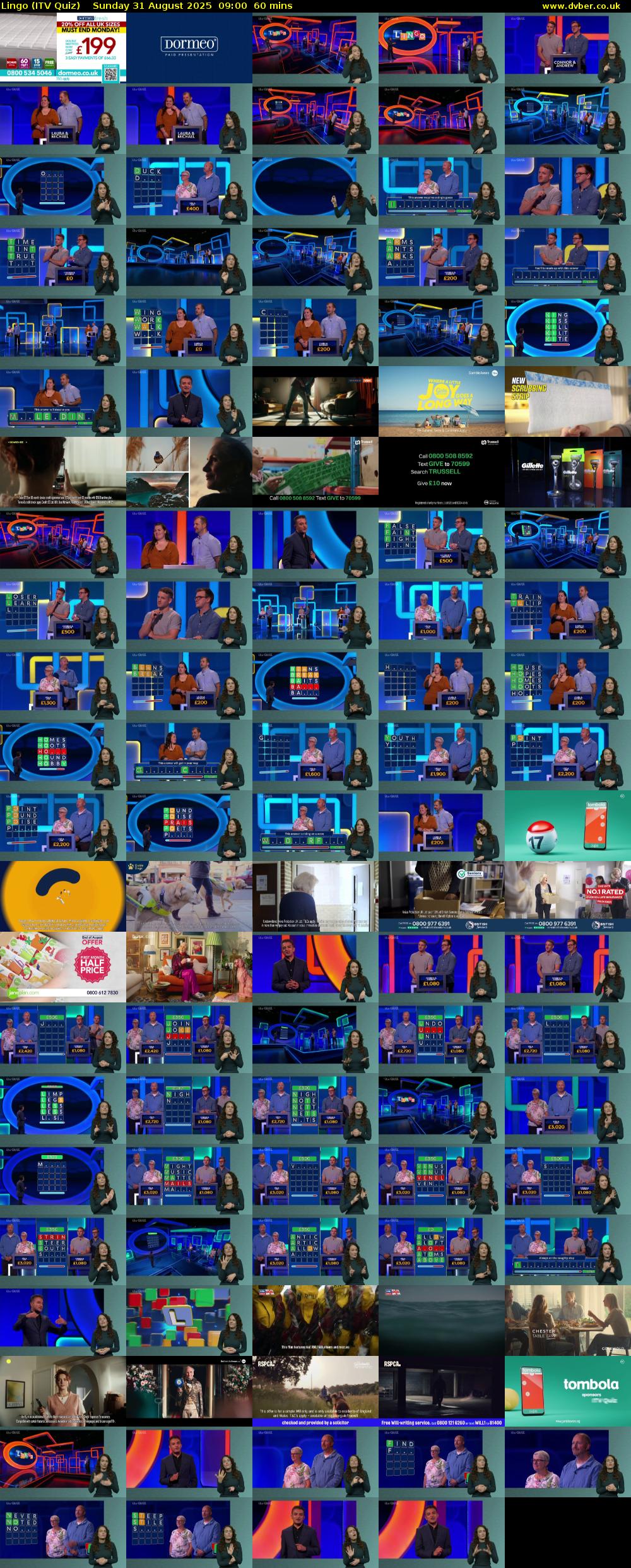 Lingo (ITV Quiz) Sunday 31 August 2025 09:00 - 10:00