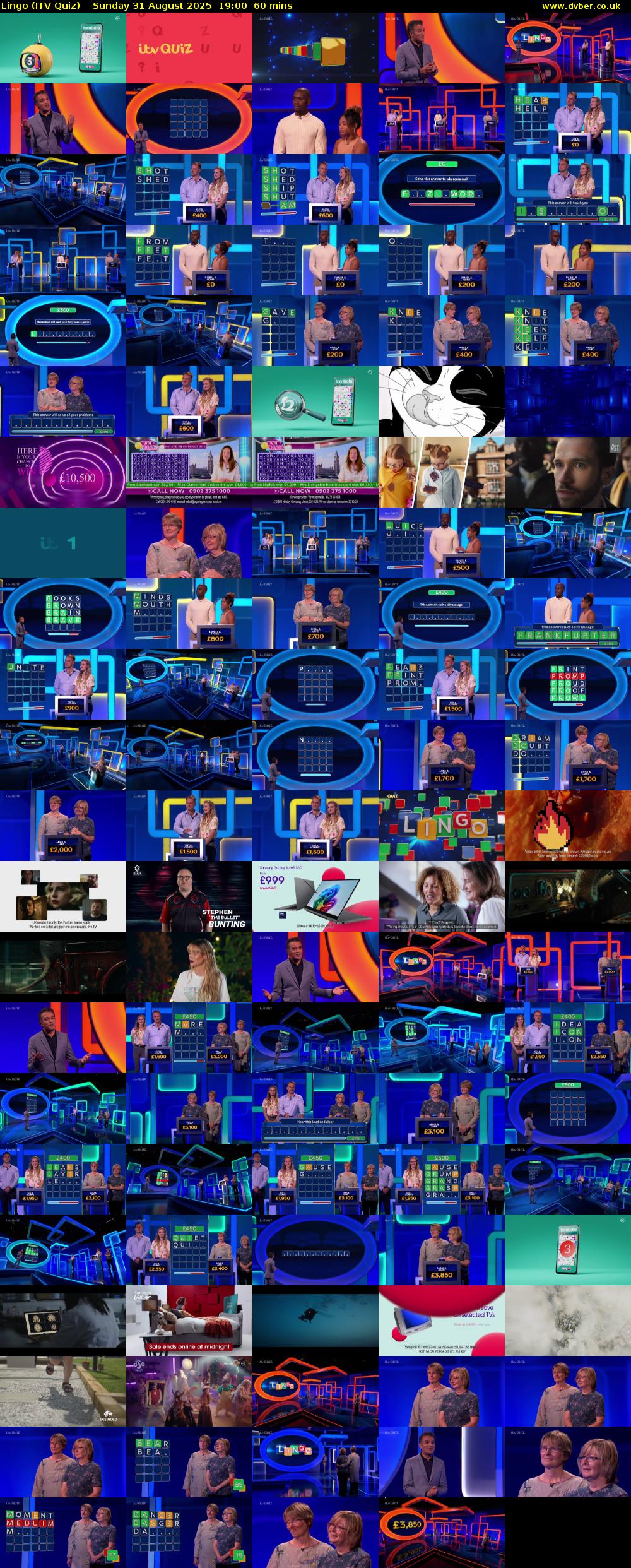 Lingo (ITV Quiz) Sunday 31 August 2025 19:00 - 20:00