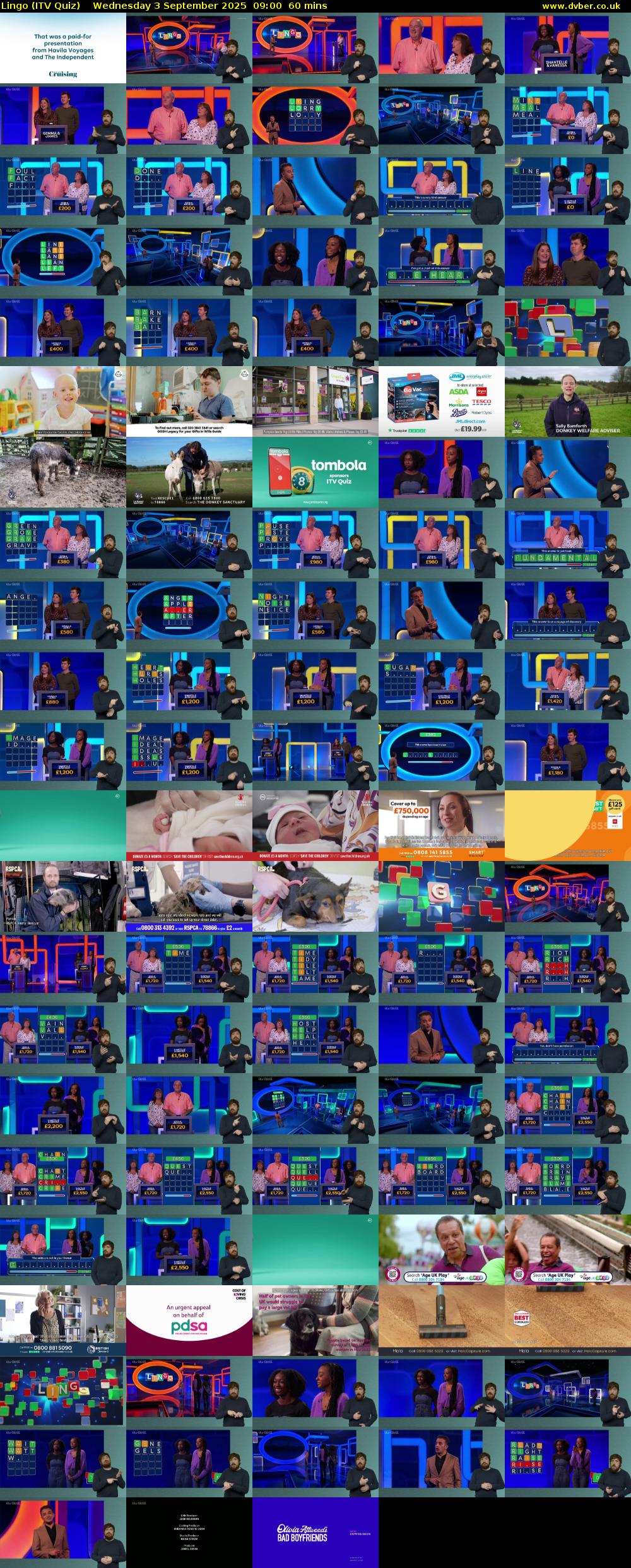Lingo (ITV Quiz) Wednesday 3 September 2025 09:00 - 10:00
