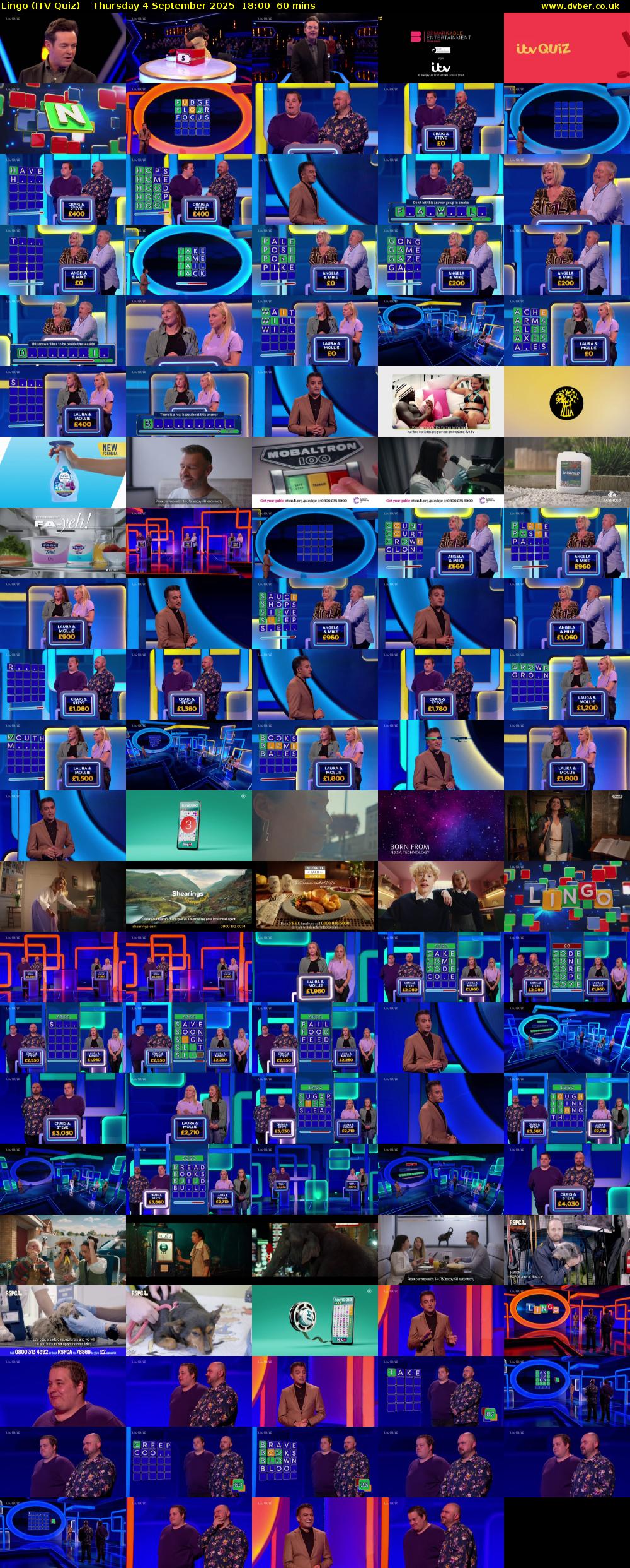 Lingo (ITV Quiz) Thursday 4 September 2025 18:00 - 19:00