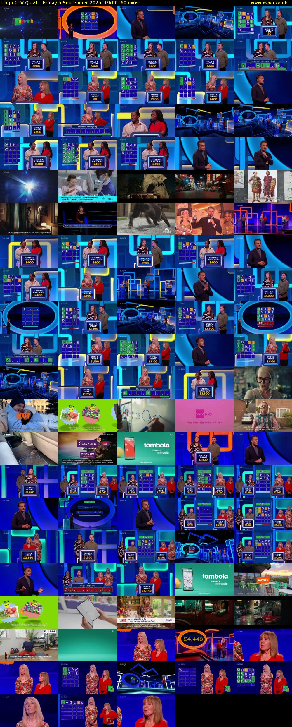 Lingo (ITV Quiz) Friday 5 September 2025 19:00 - 20:00