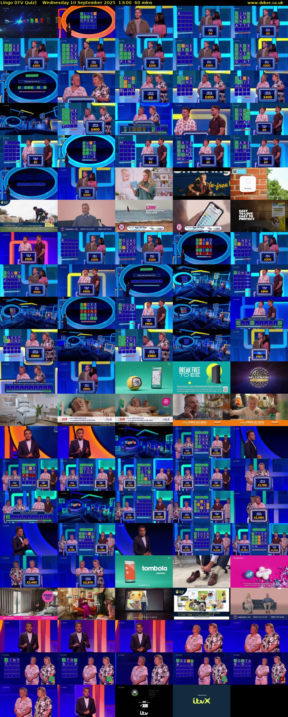 Lingo (ITV Quiz) Wednesday 10 September 2025 13:00 - 14:00