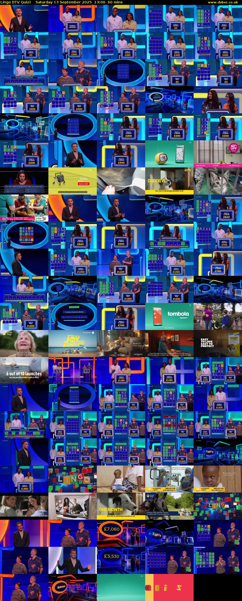 Lingo (ITV Quiz) Saturday 13 September 2025 13:00 - 14:00