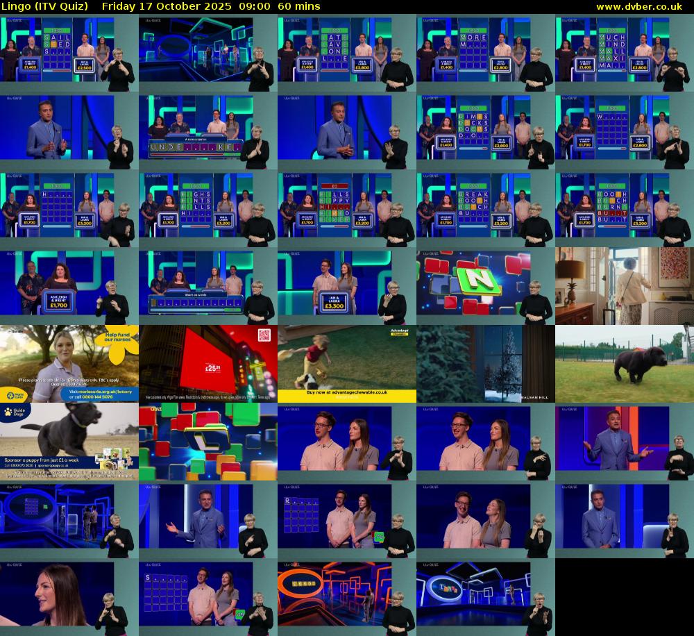 Lingo (ITV Quiz) Friday 17 October 2025 09:00 - 10:00