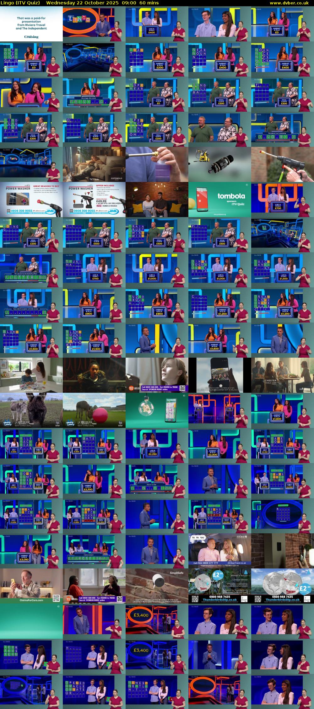 Lingo (ITV Quiz) Wednesday 22 October 2025 09:00 - 10:00