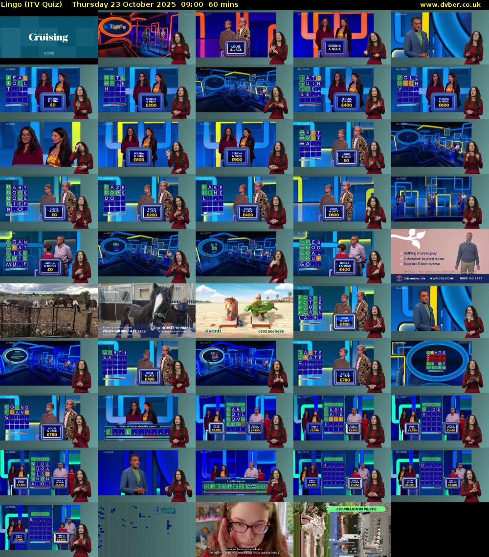 Lingo (ITV Quiz) Thursday 23 October 2025 09:00 - 10:00
