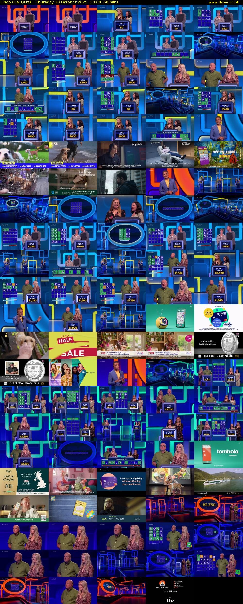 Lingo (ITV Quiz) Thursday 30 October 2025 13:00 - 14:00