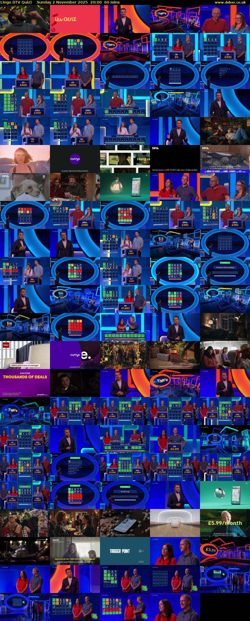 Lingo (ITV Quiz) Sunday 2 November 2025 20:00 - 21:00