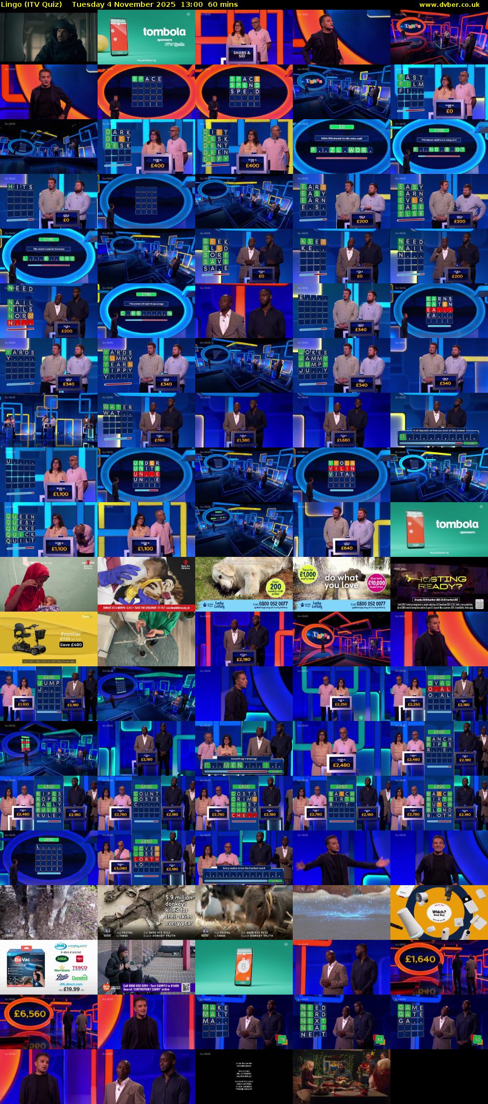 Lingo (ITV Quiz) Tuesday 4 November 2025 13:00 - 14:00