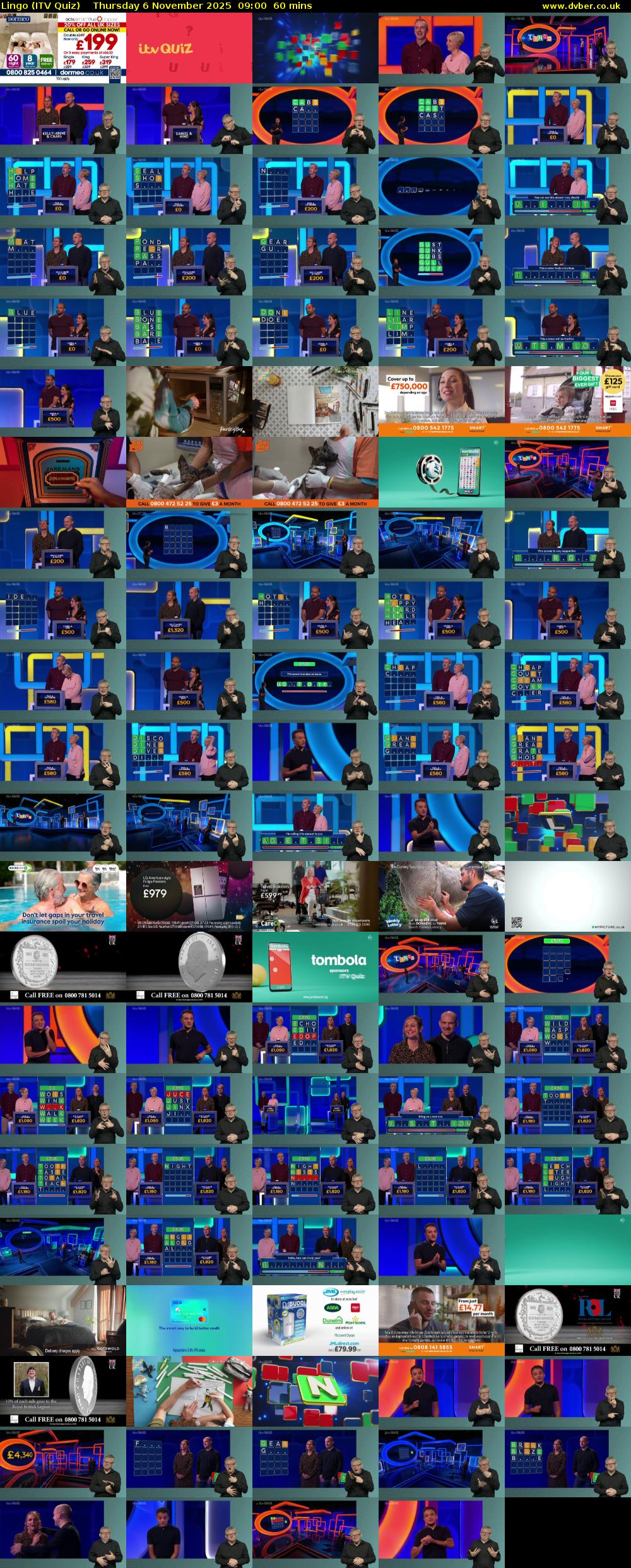 Lingo (ITV Quiz) Thursday 6 November 2025 09:00 - 10:00