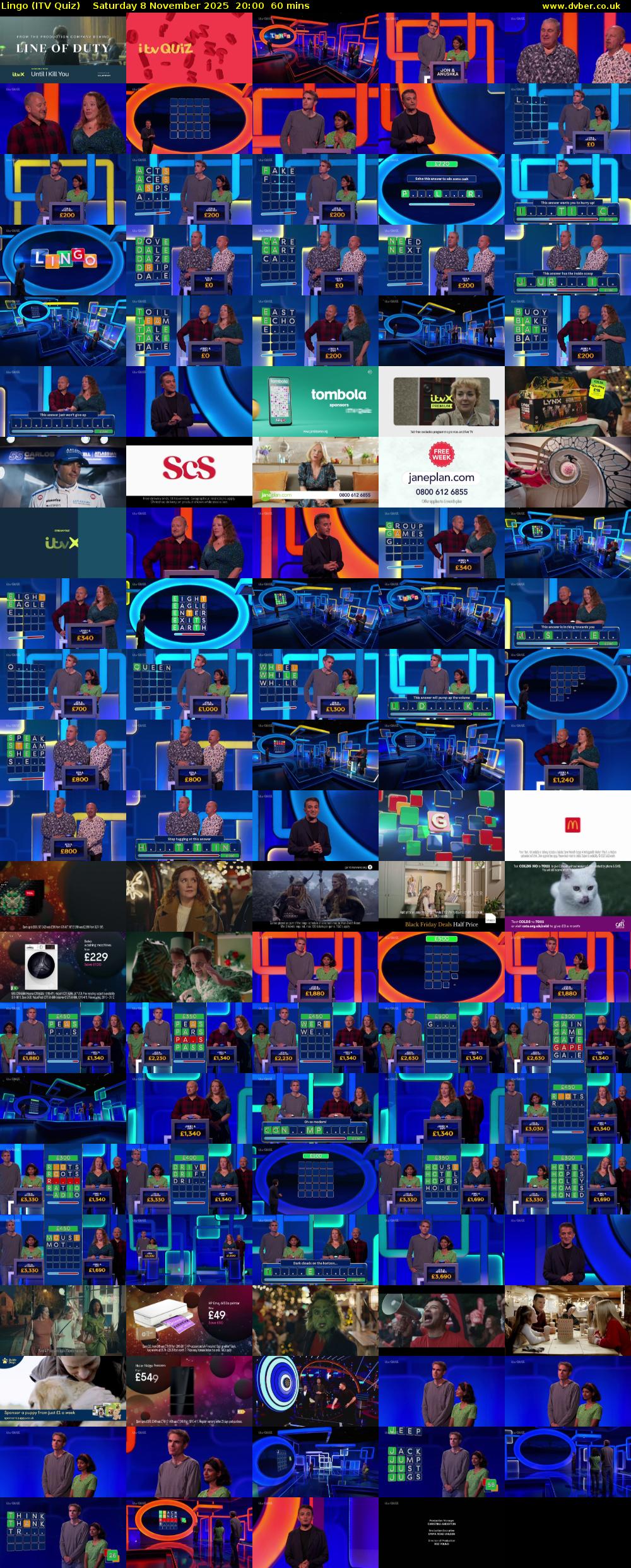 Lingo (ITV Quiz) Saturday 8 November 2025 20:00 - 21:00