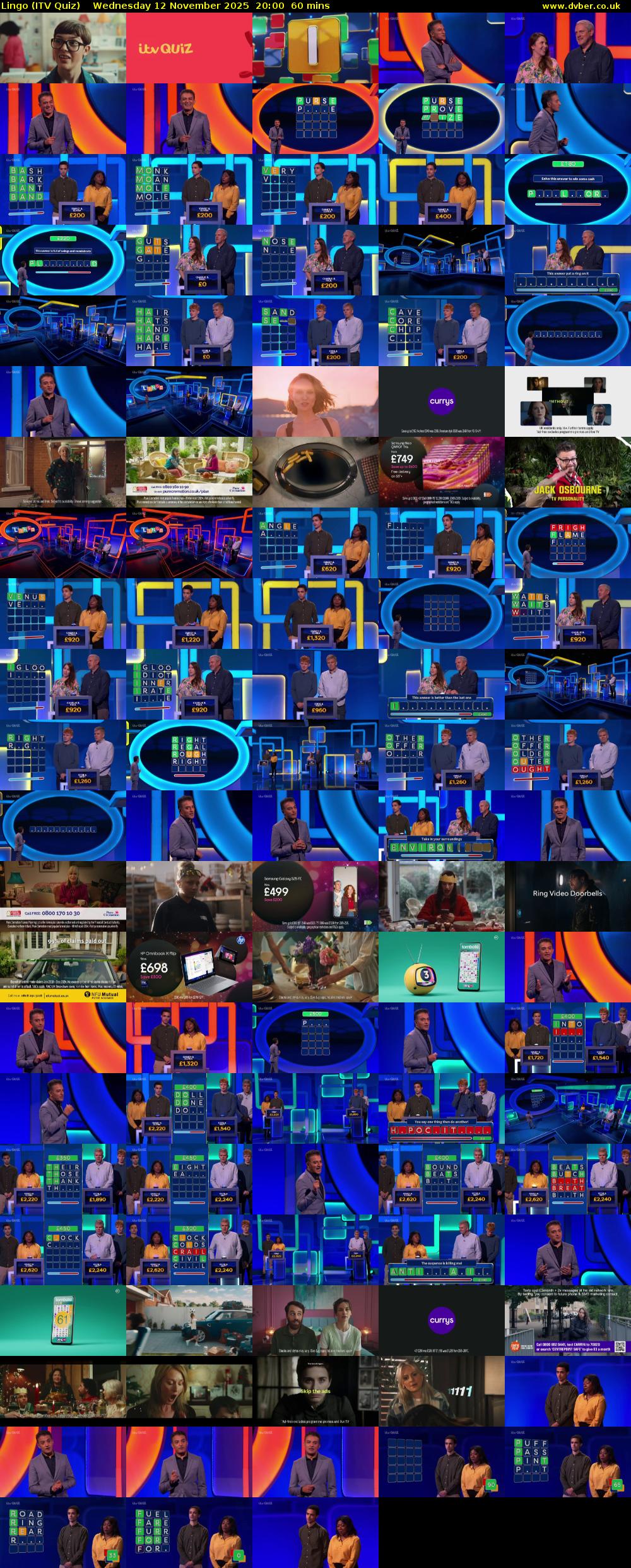 Lingo (ITV Quiz) Wednesday 12 November 2025 20:00 - 21:00