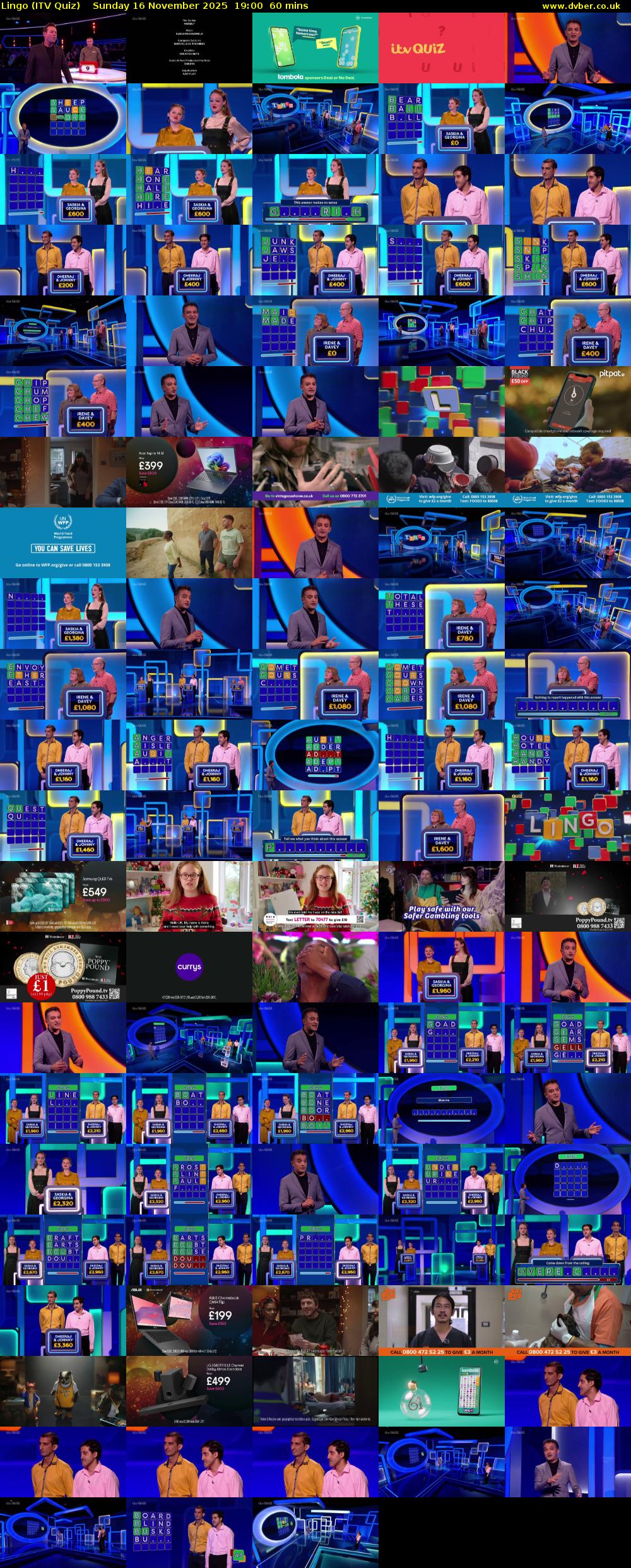 Lingo (ITV Quiz) Sunday 16 November 2025 19:00 - 20:00