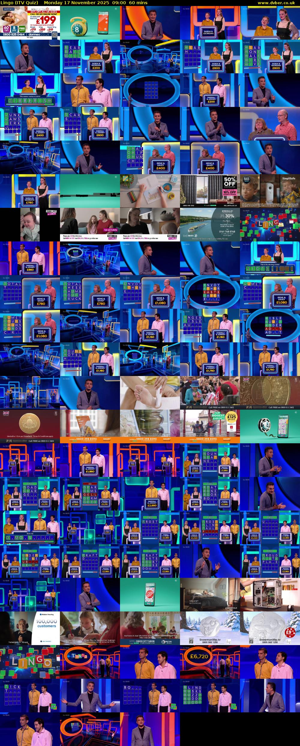 Lingo (ITV Quiz) Monday 17 November 2025 09:00 - 10:00