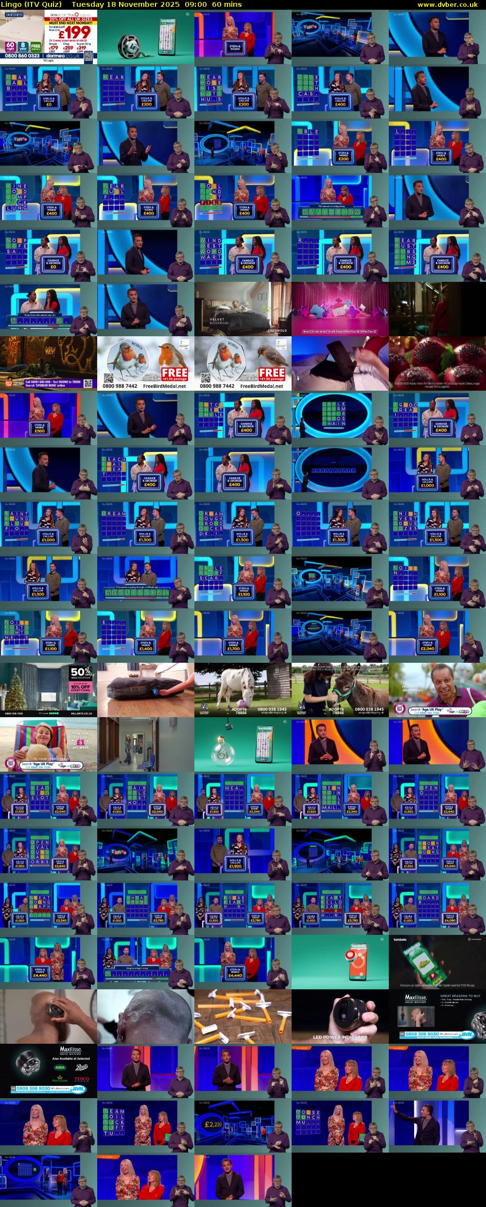 Lingo (ITV Quiz) Tuesday 18 November 2025 09:00 - 10:00