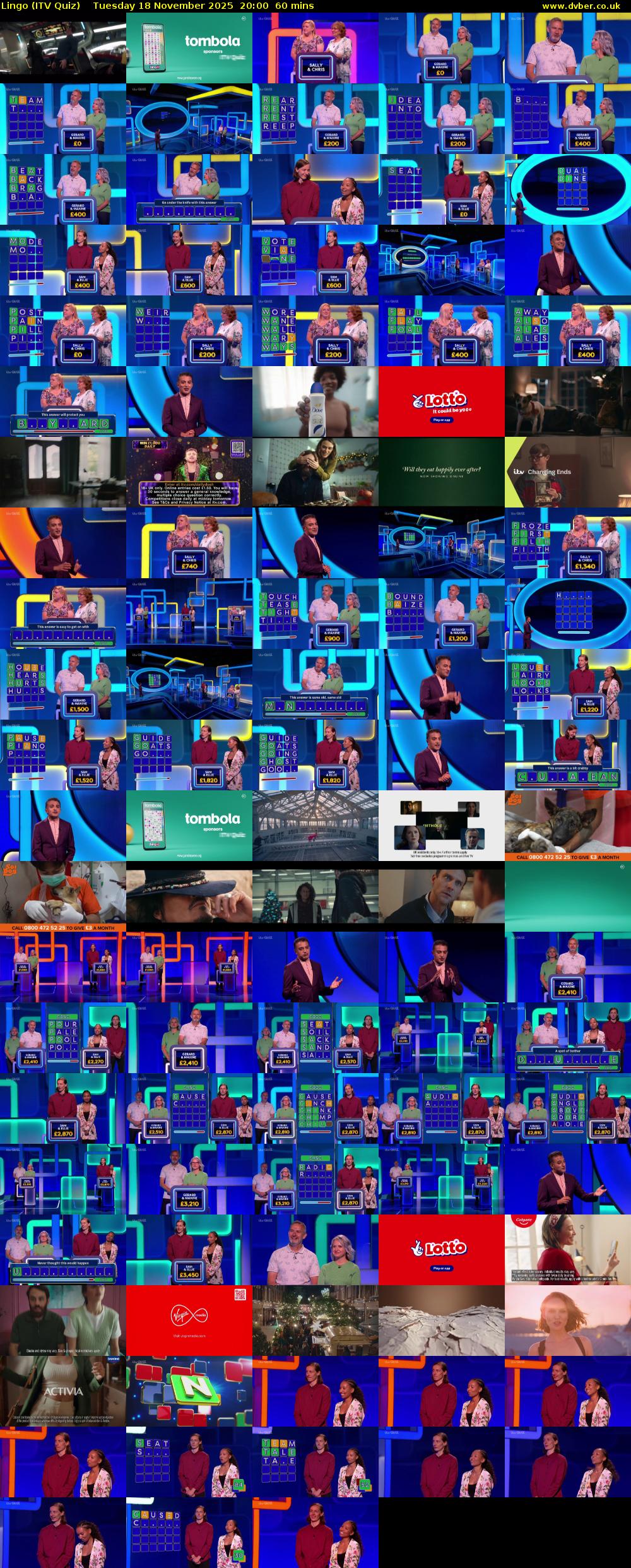 Lingo (ITV Quiz) Tuesday 18 November 2025 20:00 - 21:00
