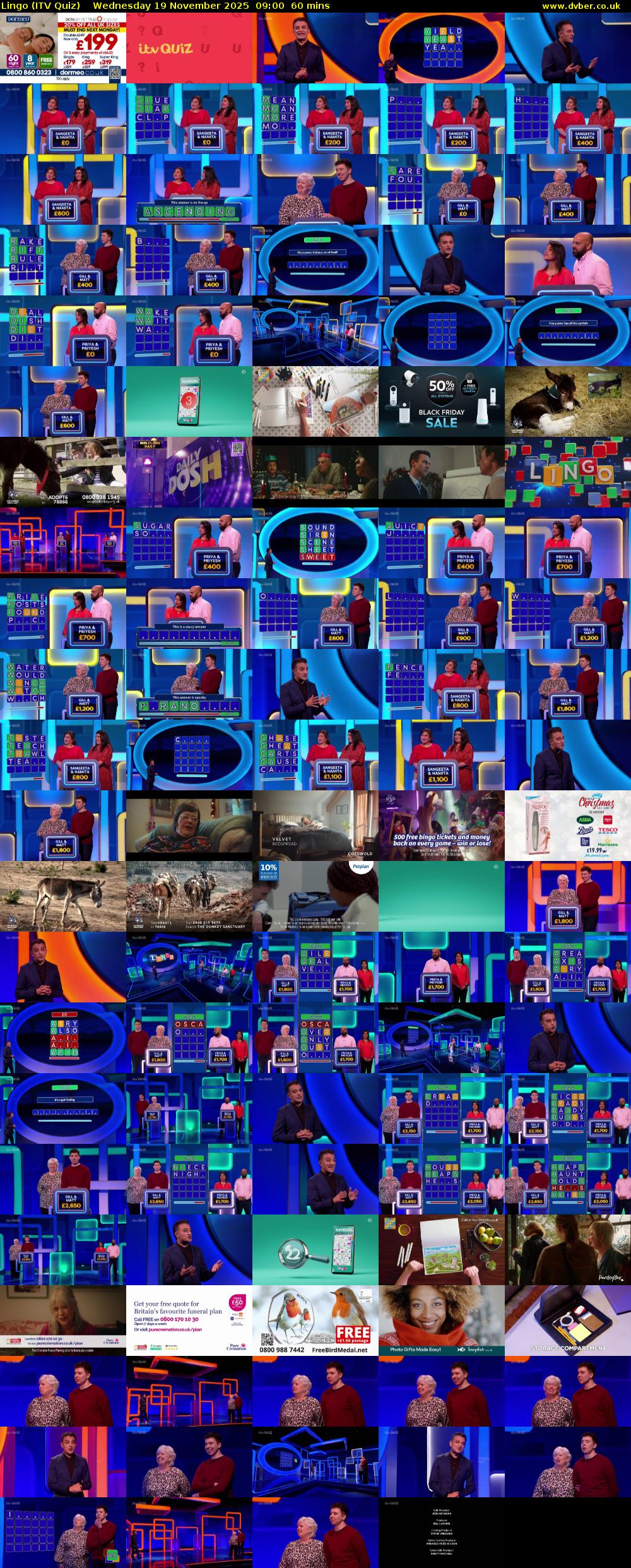 Lingo (ITV Quiz) Wednesday 19 November 2025 09:00 - 10:00