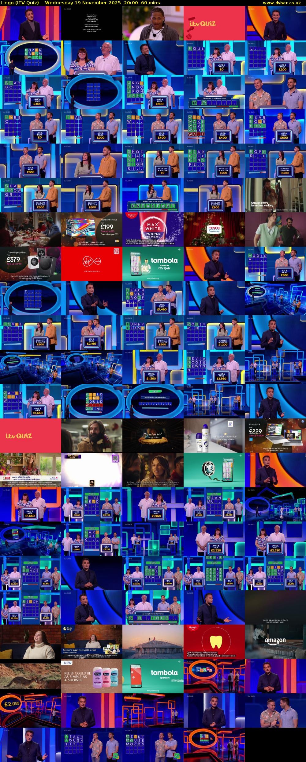 Lingo (ITV Quiz) Wednesday 19 November 2025 20:00 - 21:00