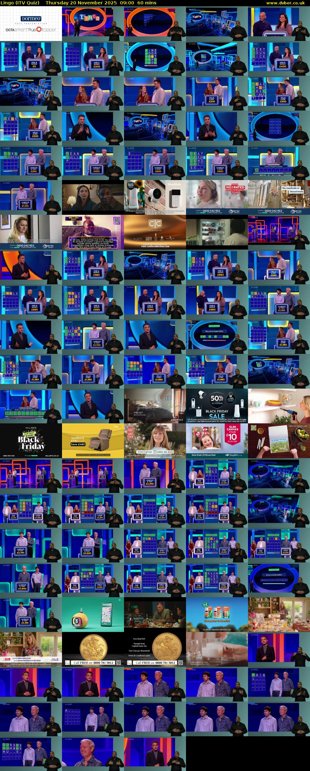 Lingo (ITV Quiz) Thursday 20 November 2025 09:00 - 10:00