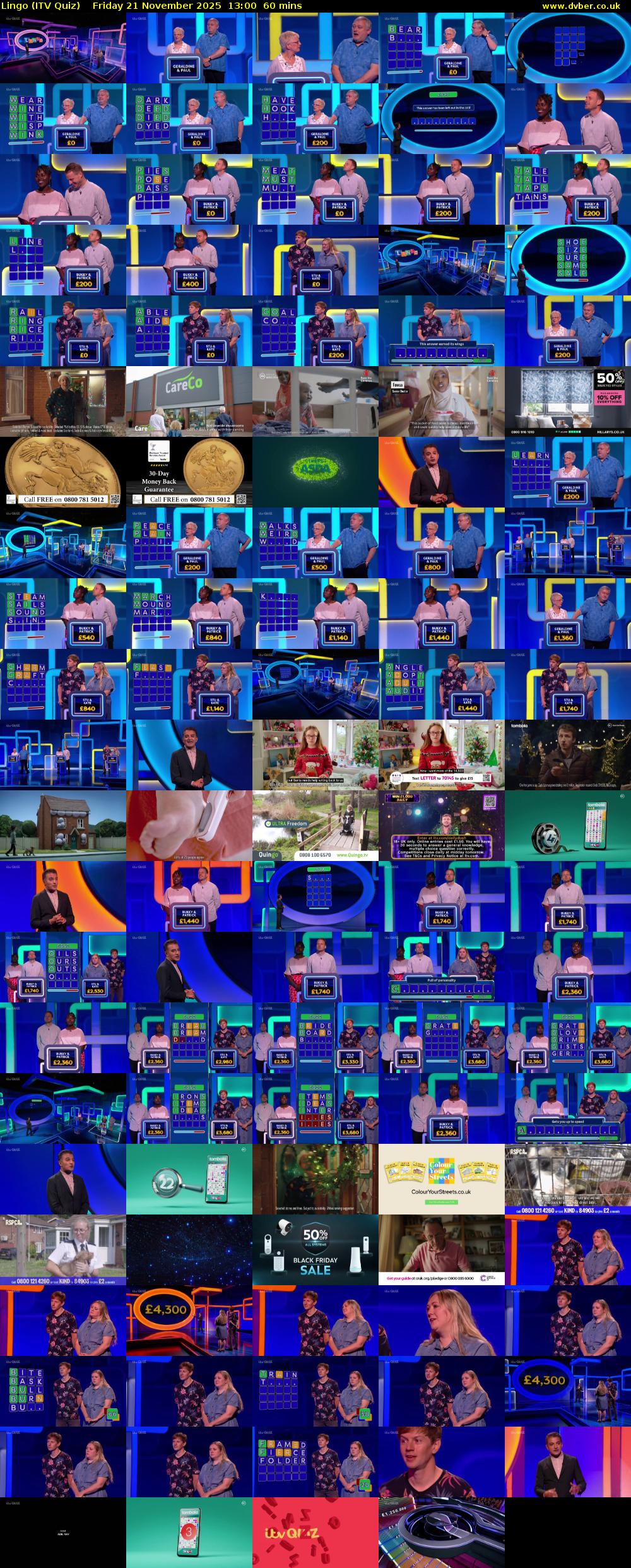 Lingo (ITV Quiz) Friday 21 November 2025 13:00 - 14:00