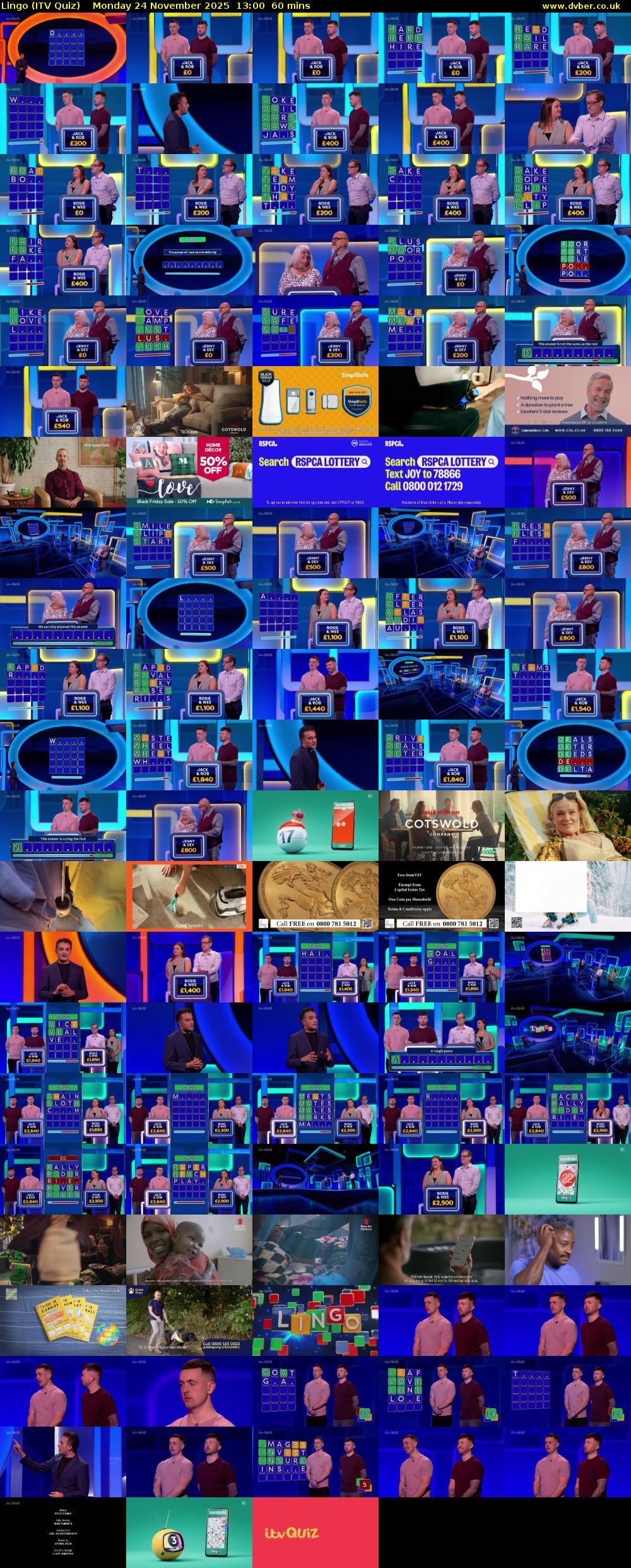 Lingo (ITV Quiz) Monday 24 November 2025 13:00 - 14:00