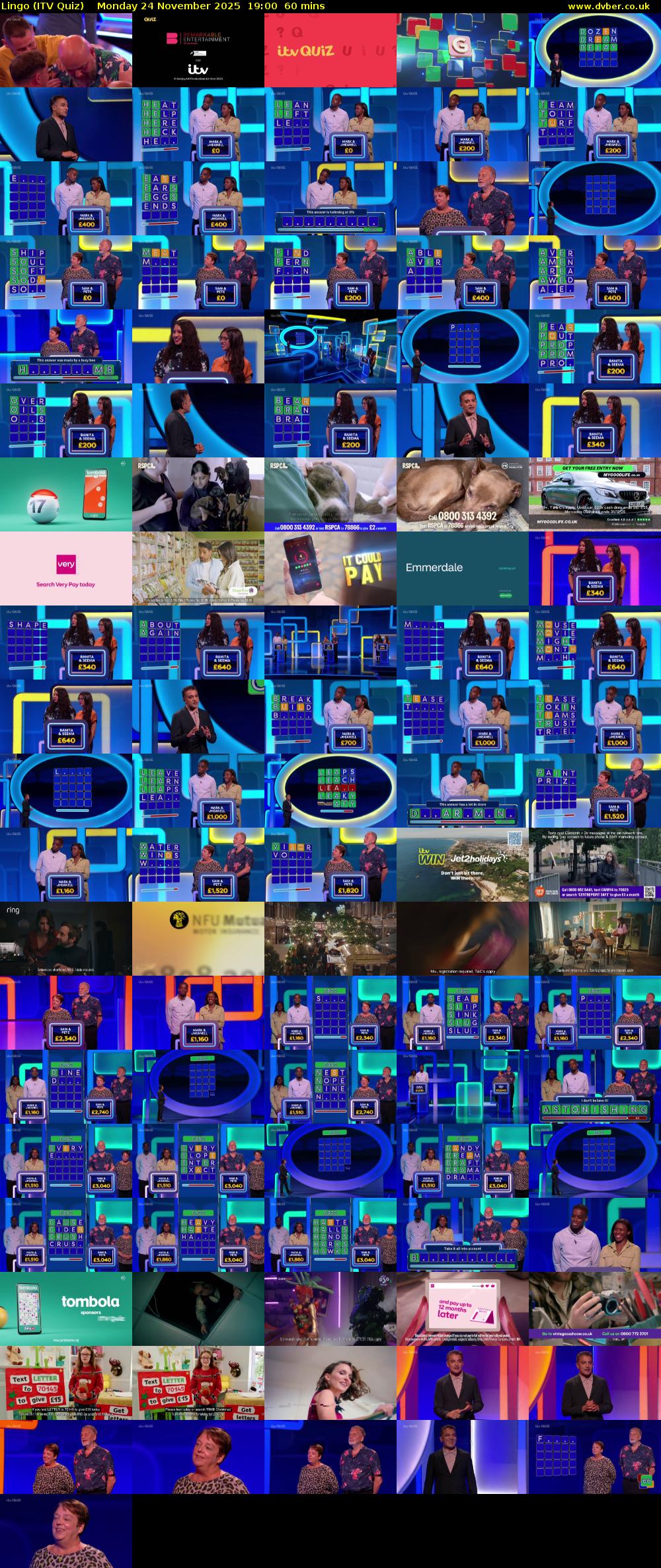 Lingo (ITV Quiz) Monday 24 November 2025 19:00 - 20:00