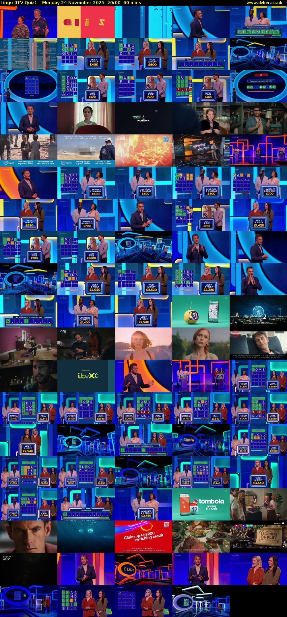 Lingo (ITV Quiz) Monday 24 November 2025 20:00 - 21:00