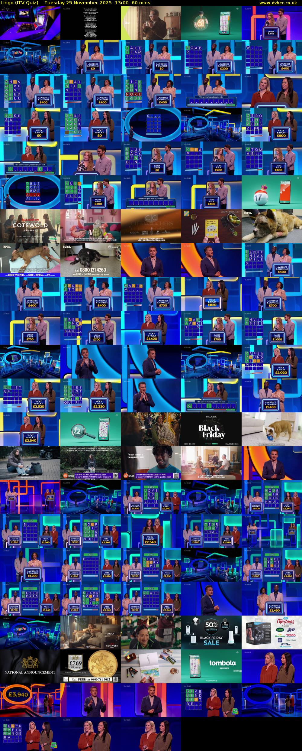 Lingo (ITV Quiz) Tuesday 25 November 2025 13:00 - 14:00