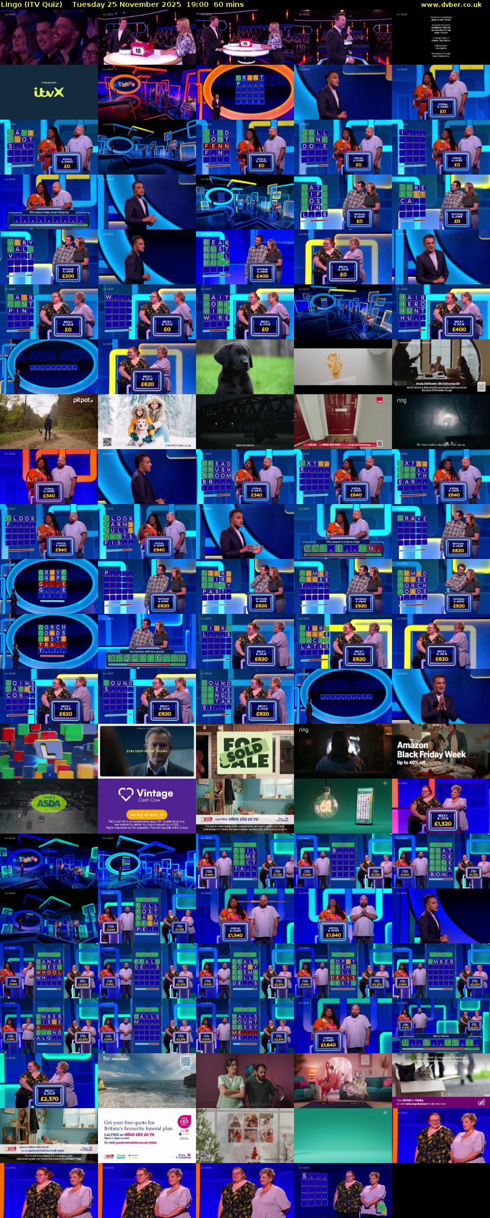 Lingo (ITV Quiz) Tuesday 25 November 2025 19:00 - 20:00