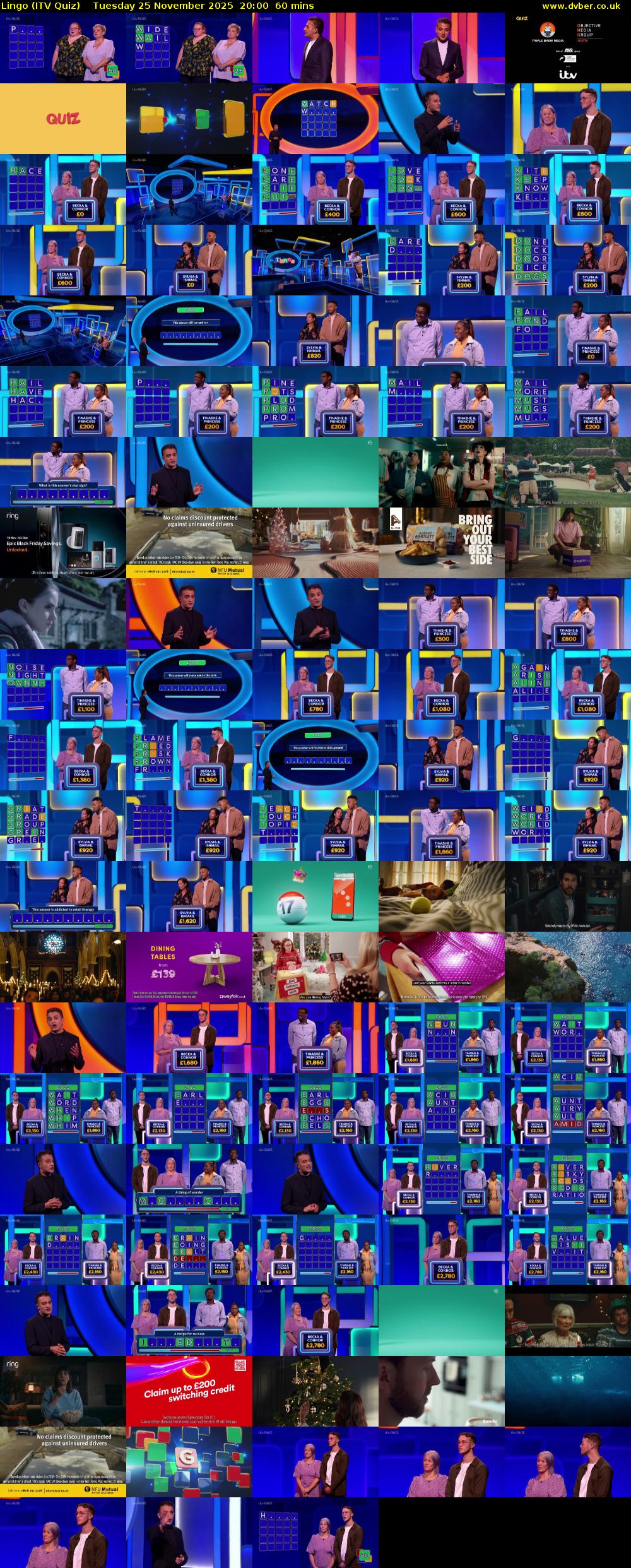 Lingo (ITV Quiz) Tuesday 25 November 2025 20:00 - 21:00