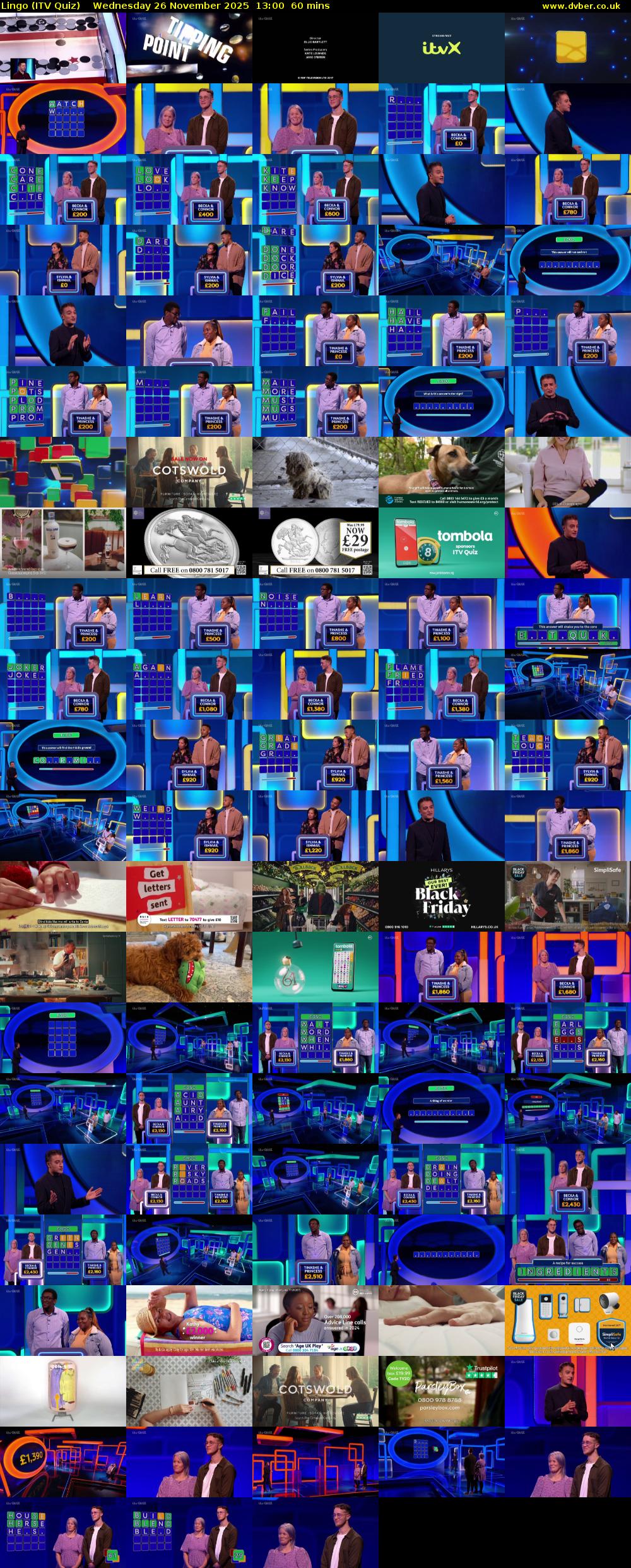 Lingo (ITV Quiz) Wednesday 26 November 2025 13:00 - 14:00