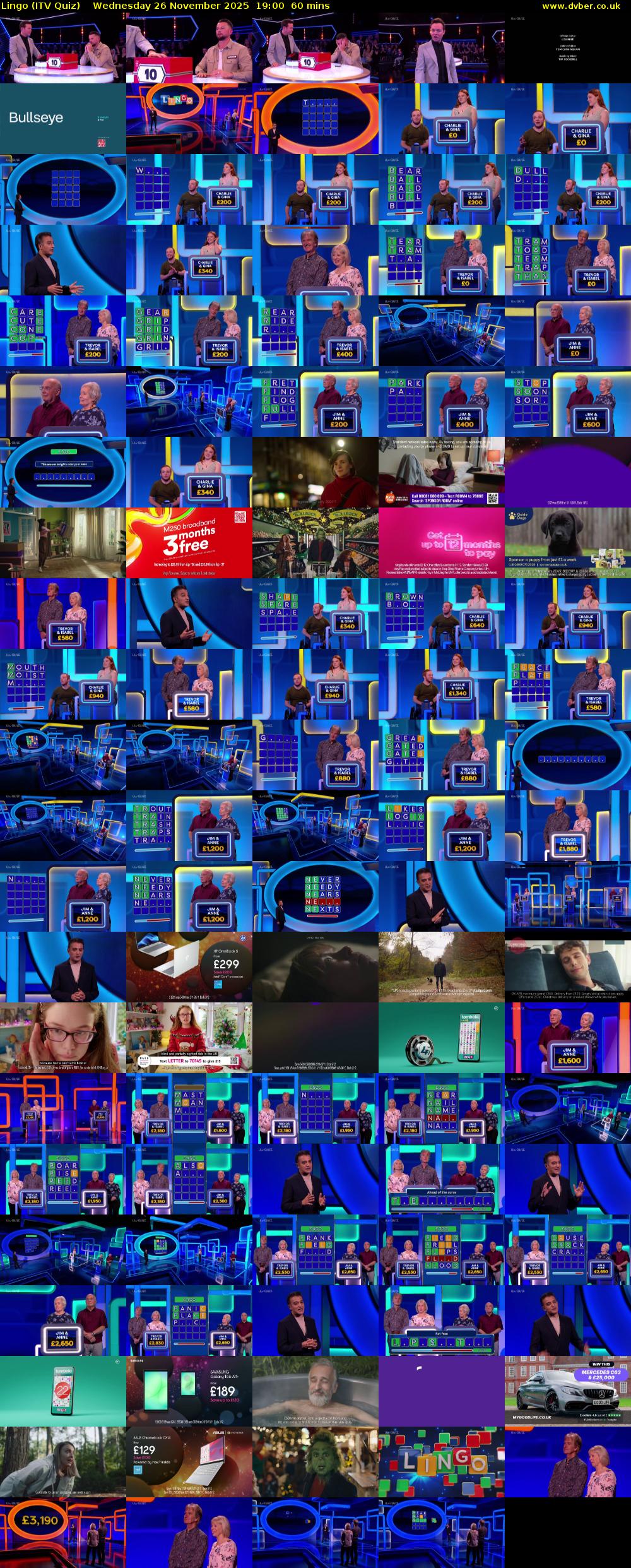 Lingo (ITV Quiz) Wednesday 26 November 2025 19:00 - 20:00