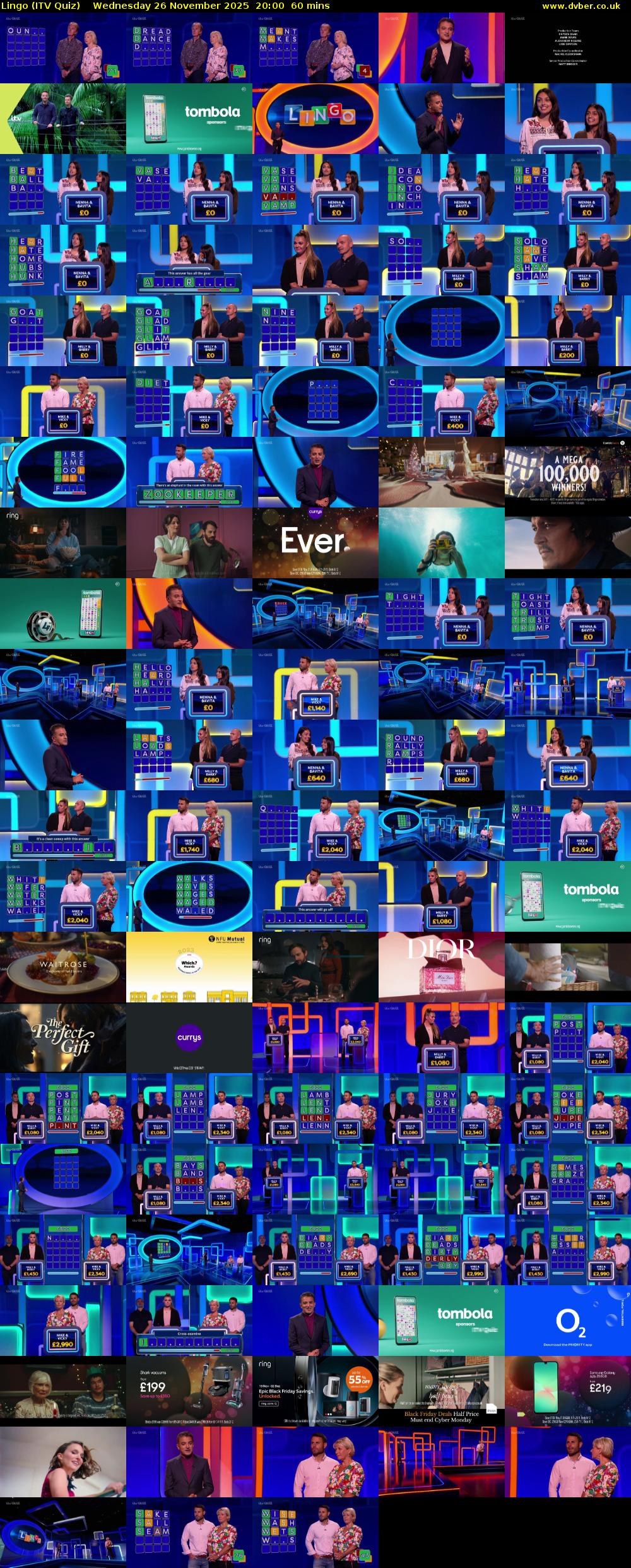 Lingo (ITV Quiz) Wednesday 26 November 2025 20:00 - 21:00