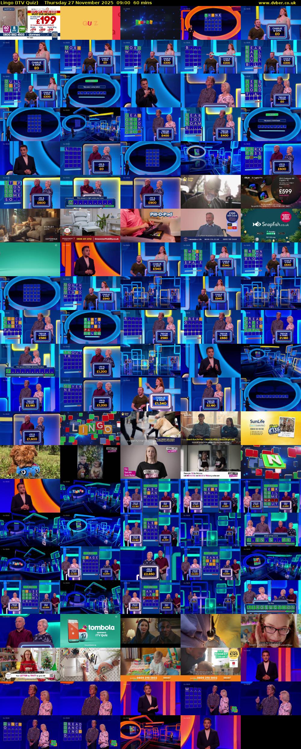 Lingo (ITV Quiz) Thursday 27 November 2025 09:00 - 10:00