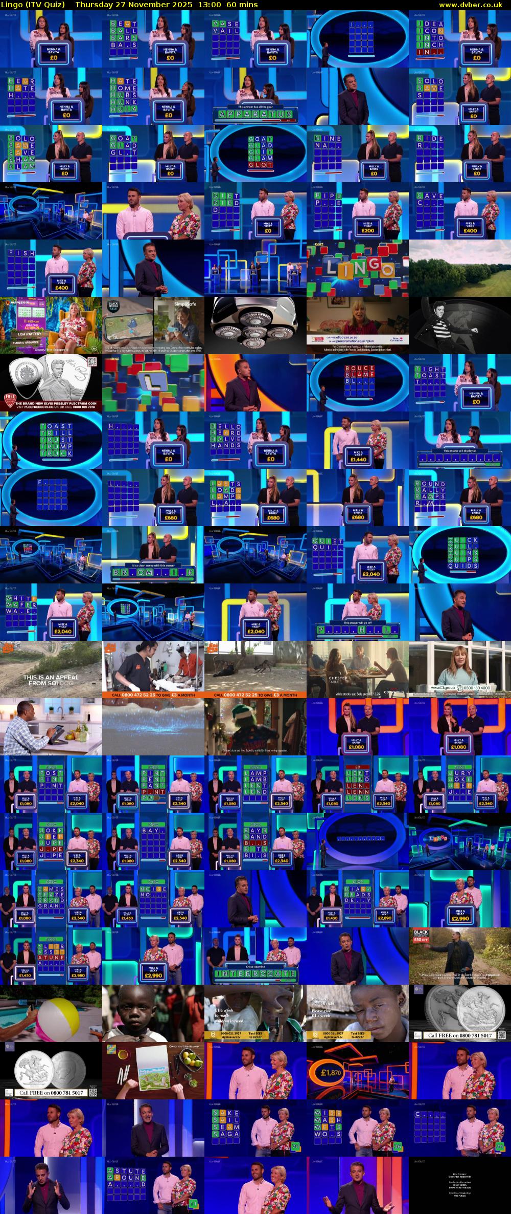 Lingo (ITV Quiz) Thursday 27 November 2025 13:00 - 14:00