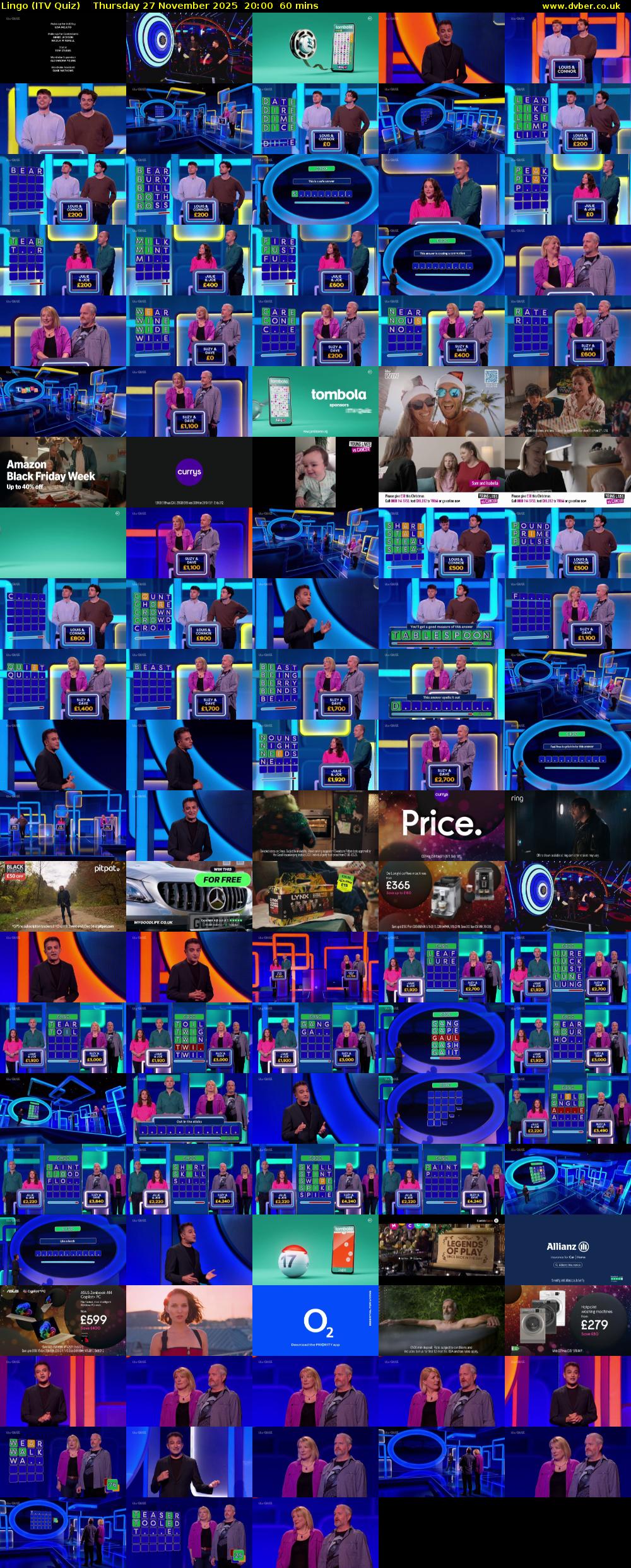 Lingo (ITV Quiz) Thursday 27 November 2025 20:00 - 21:00