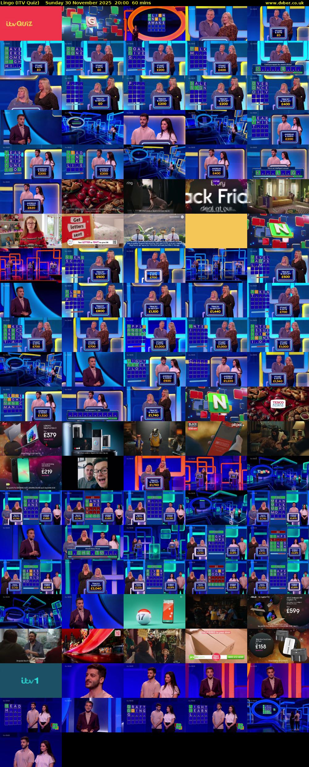 Lingo (ITV Quiz) Sunday 30 November 2025 20:00 - 21:00