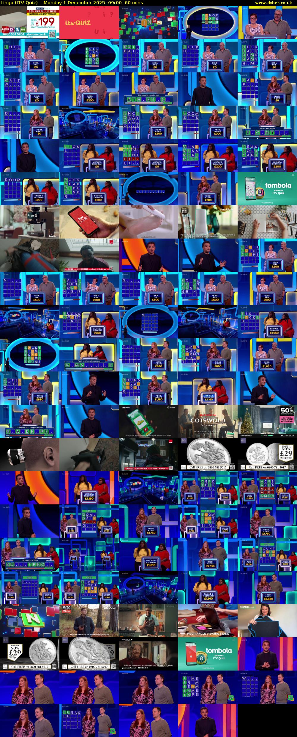 Lingo (ITV Quiz) Monday 1 December 2025 09:00 - 10:00