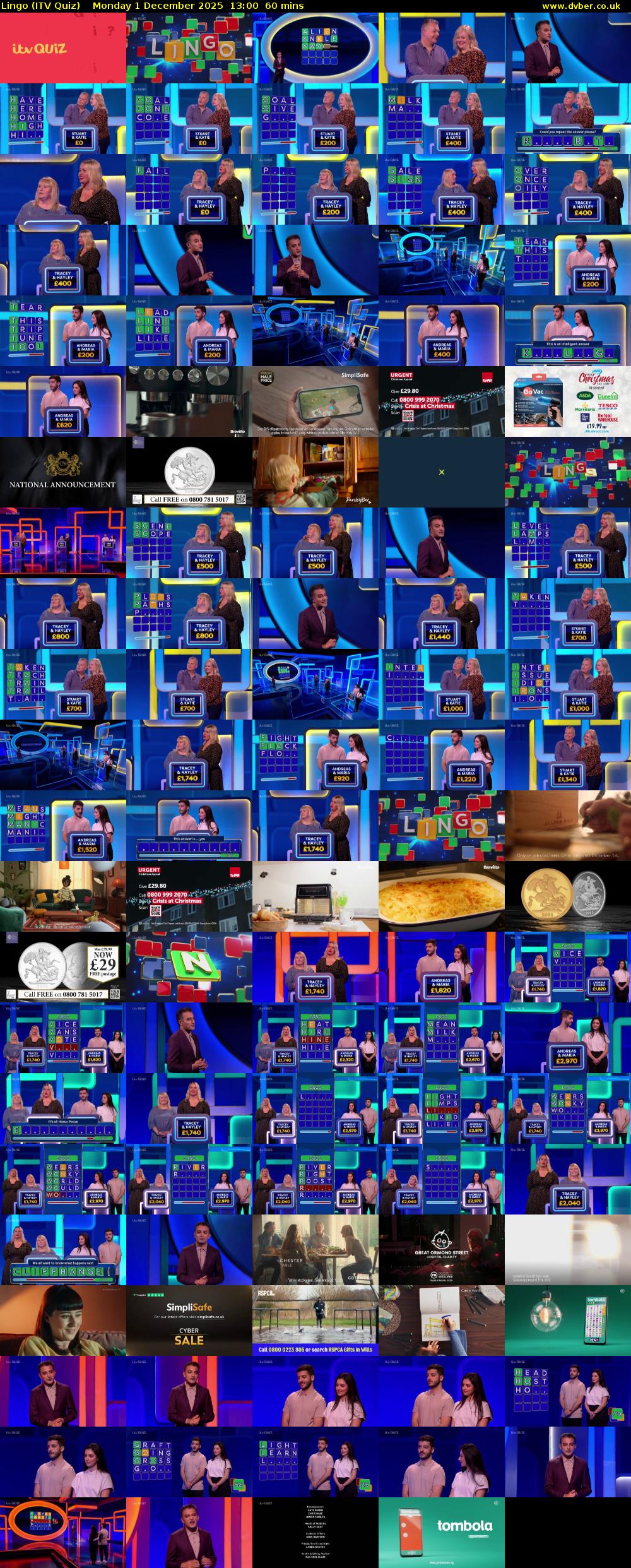 Lingo (ITV Quiz) Monday 1 December 2025 13:00 - 14:00