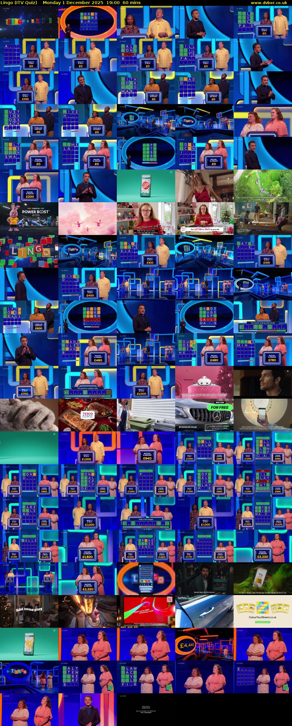 Lingo (ITV Quiz) Monday 1 December 2025 19:00 - 20:00