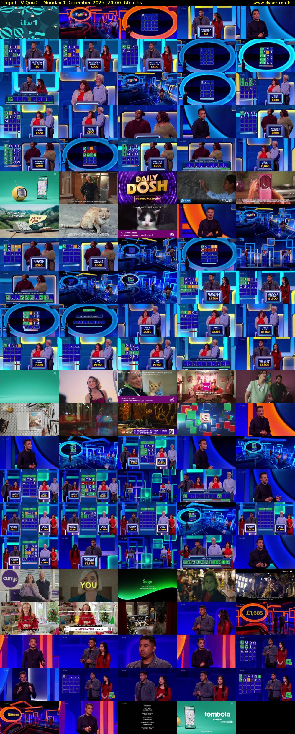Lingo (ITV Quiz) Monday 1 December 2025 20:00 - 21:00