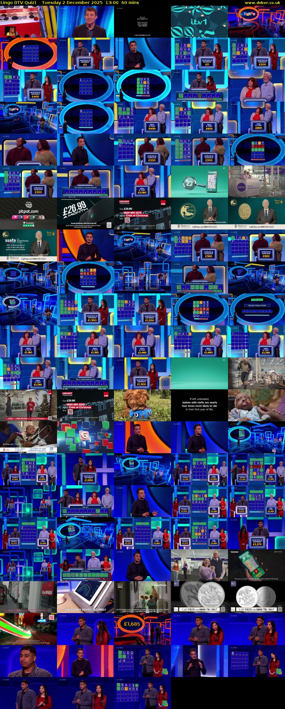Lingo (ITV Quiz) Tuesday 2 December 2025 13:00 - 14:00