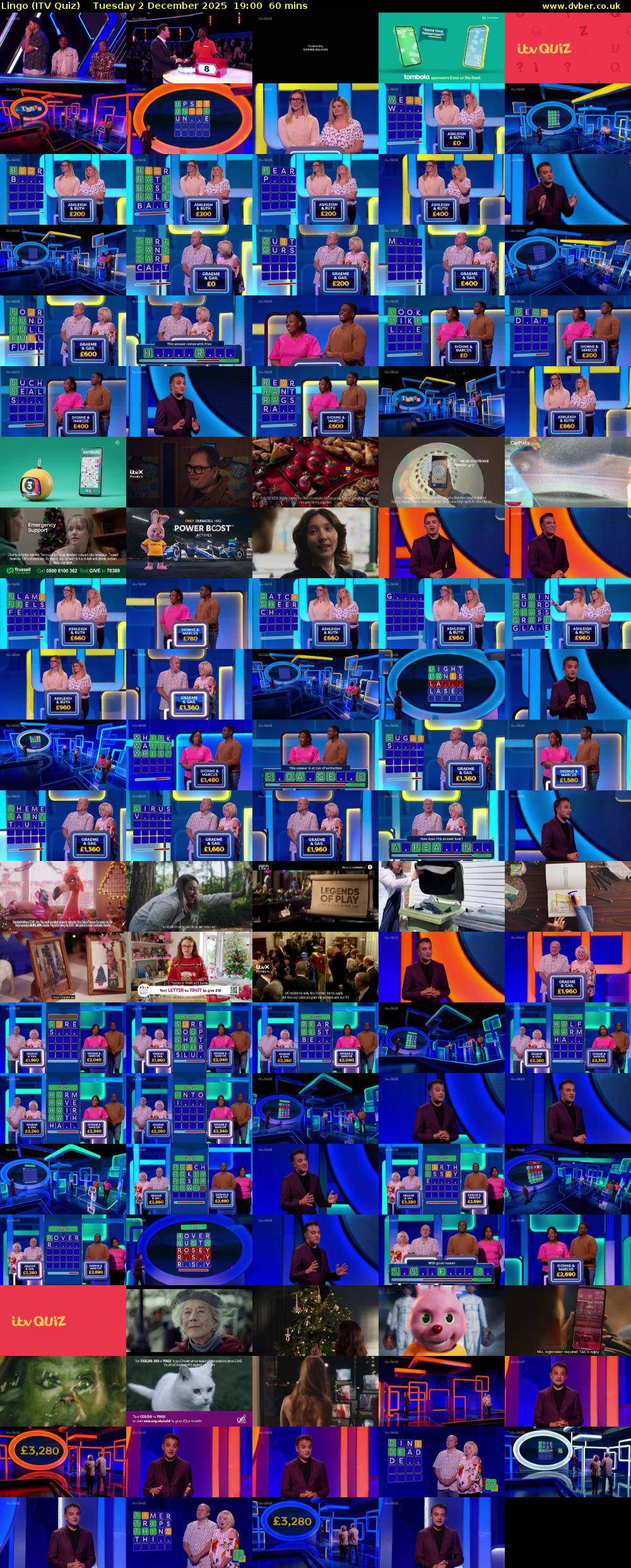 Lingo (ITV Quiz) Tuesday 2 December 2025 19:00 - 20:00
