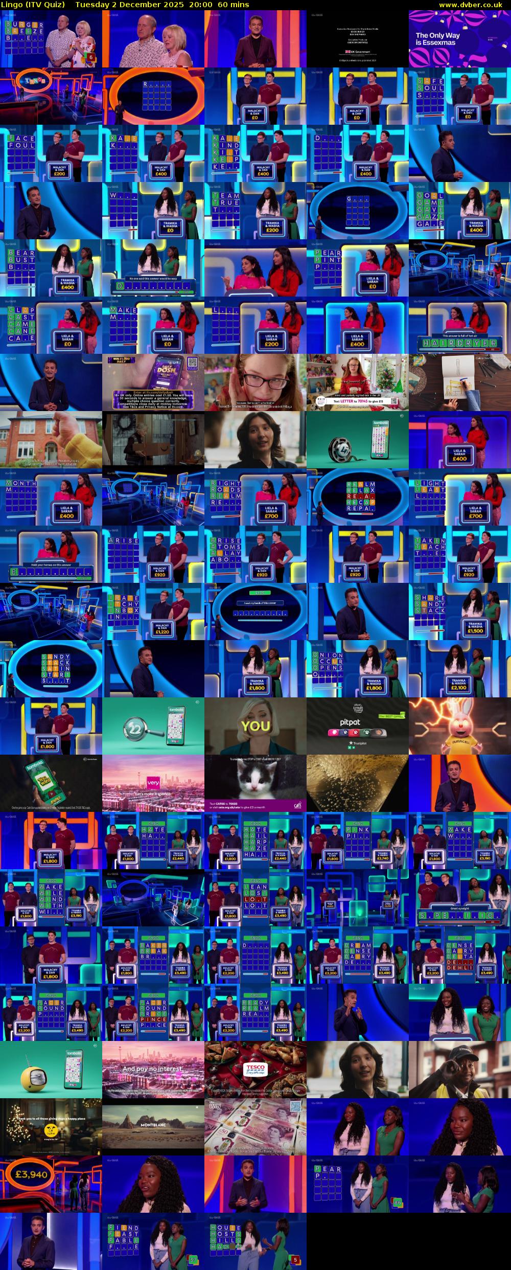 Lingo (ITV Quiz) Tuesday 2 December 2025 20:00 - 21:00