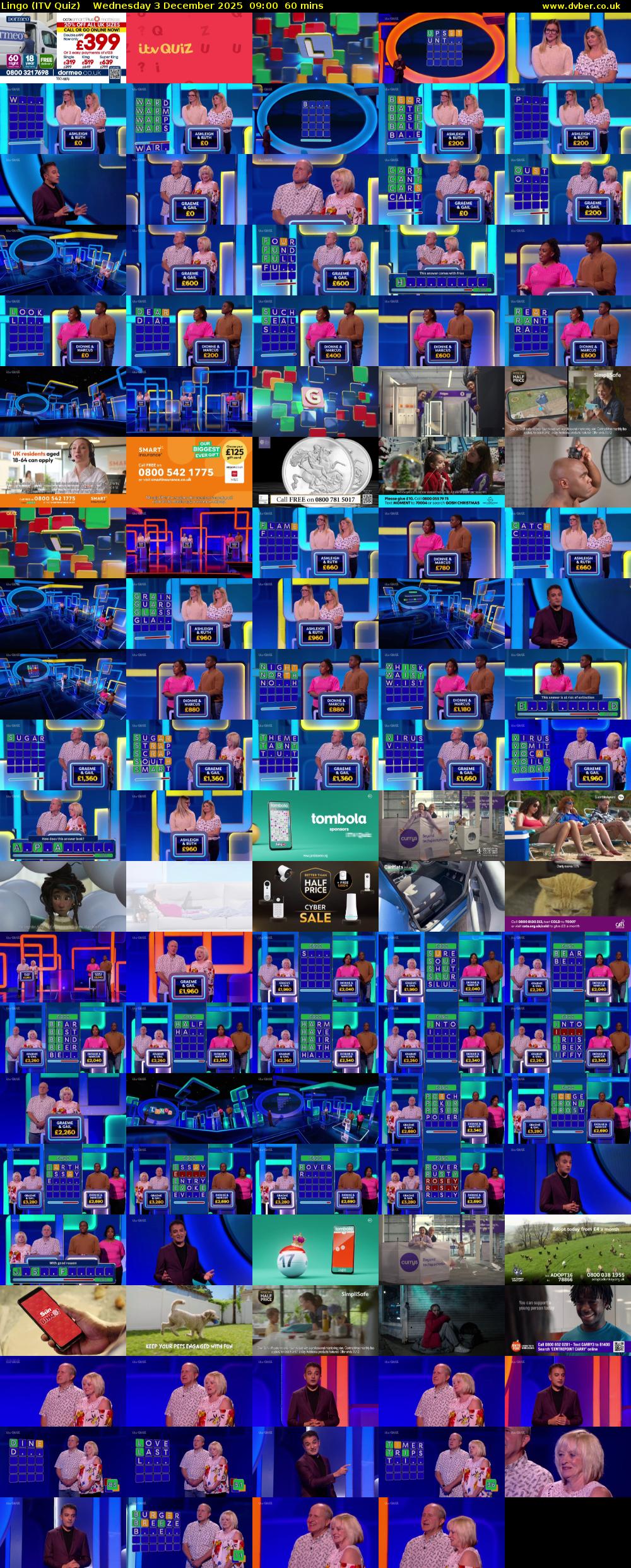 Lingo (ITV Quiz) Wednesday 3 December 2025 09:00 - 10:00